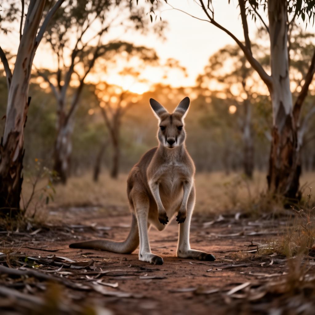 Kangaroo in Australian eucalyptus forest