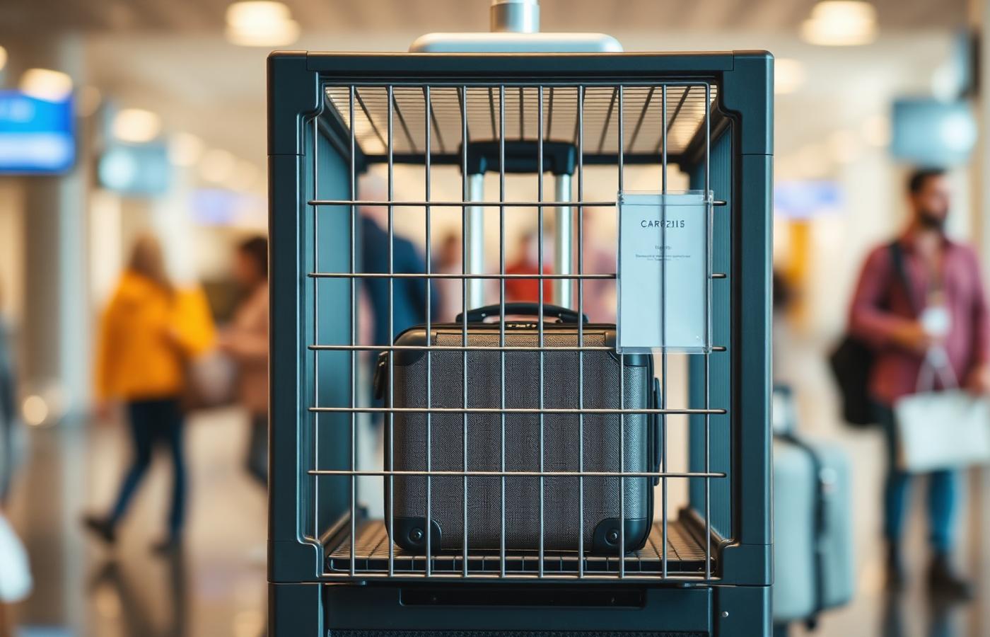 Airport carry-on sizer with a small cabin bag inside