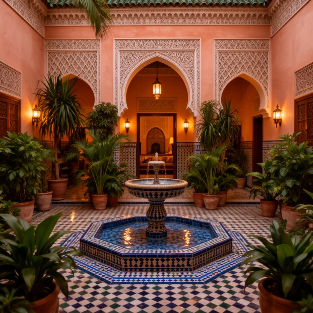 The courtyard of a Moroccan riad
