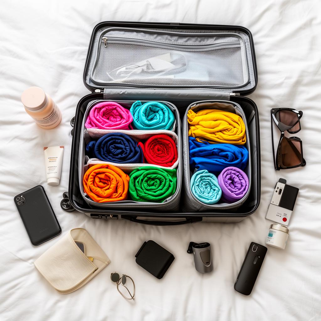 A neatly packed suitcase